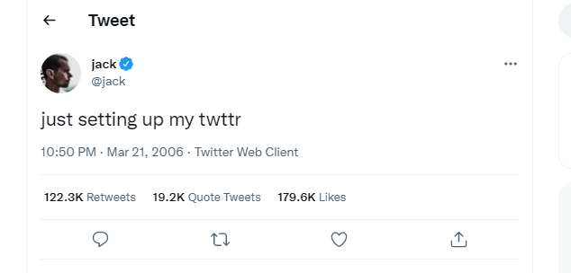 Primeiro tweet Jack Dorsey