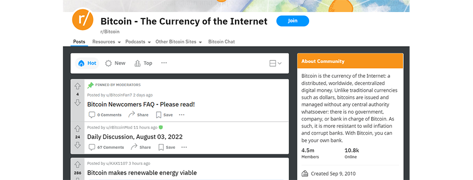 Bitcoin e o seu grupo no reddit