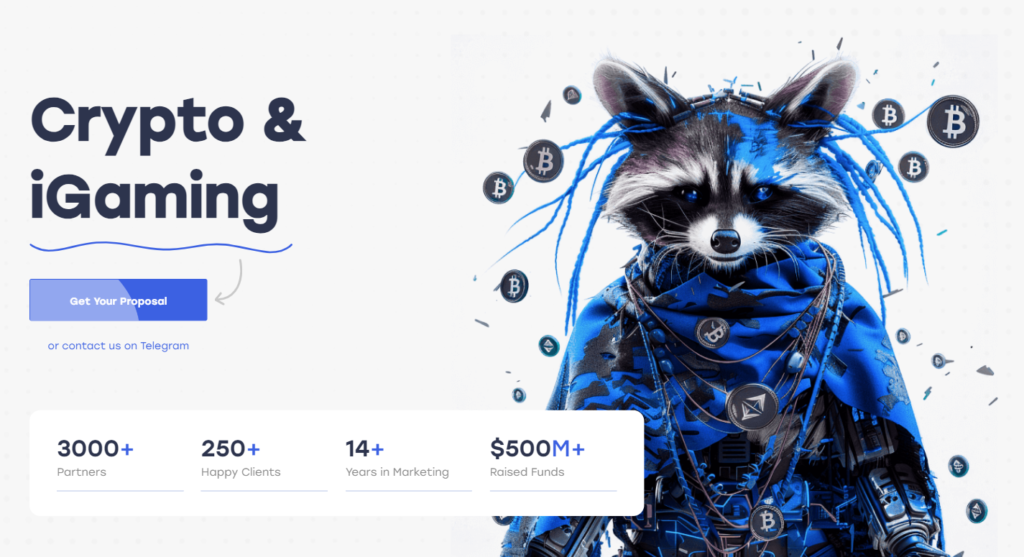 Página principal de la agencia de marketing de criptomonedas e iGaming ICODA.