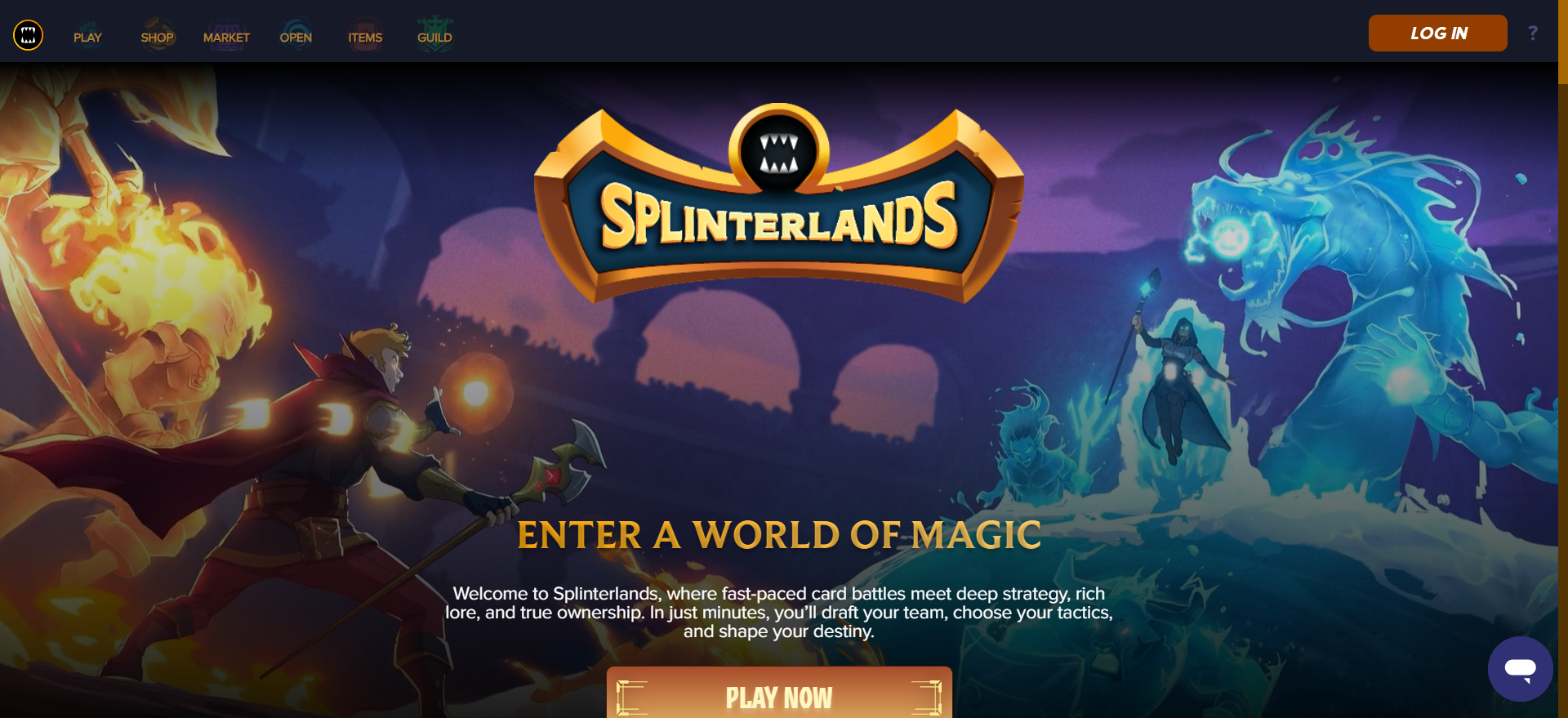 Splinterlands公式サイト - 今すぐプレイボタンでP2E暗号カードゲームのワールド・オブ・マジック・ヒーローのバナーを入力してください。