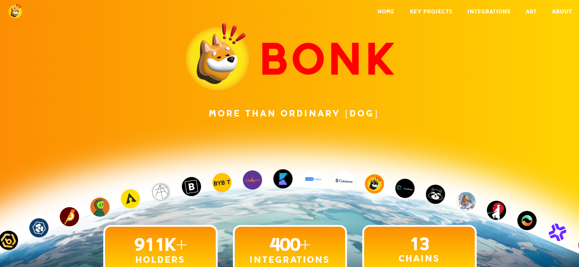Bonk memecoin 主页与 Solana 生态系统实用程序进行 Web3 整合