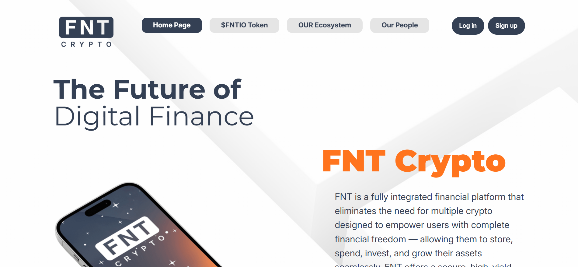 FNT Crypto 的主页概述了 CeFi 支付和投资者定注解决方案