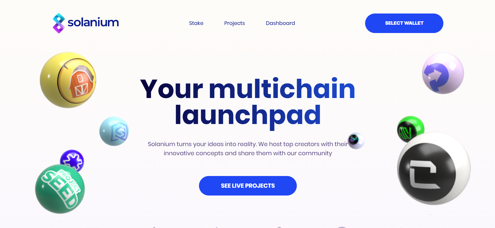 Solanium 主页,Solana 区块链上的一体化去中心化发射平台