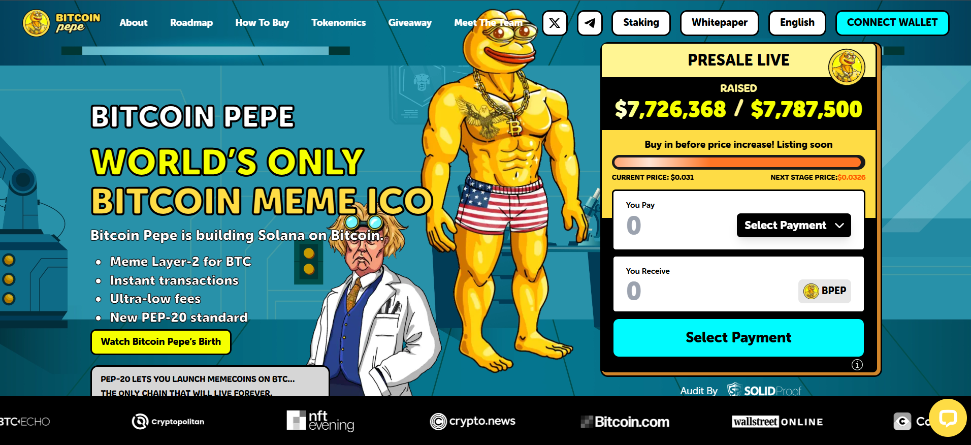 比特币佩佩主页采用创新的 Meme Layer-2 技术与比特币相遇 预售新 Meme 币