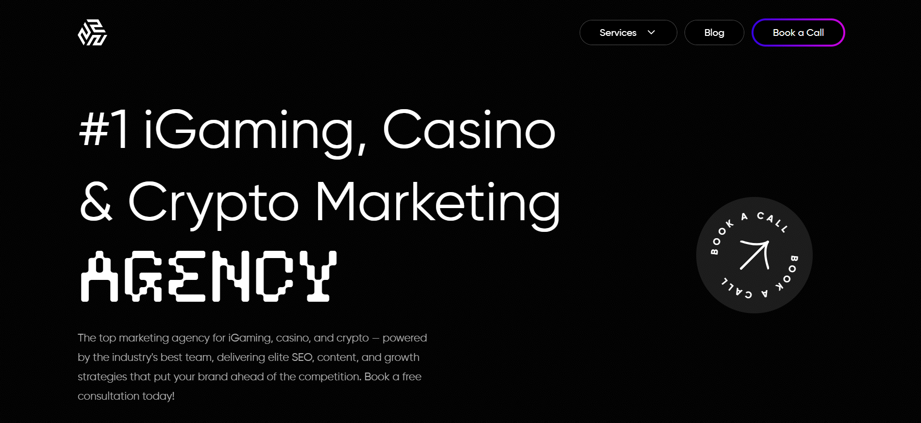 Triple2s Agency website highlighting performance marketing expertise and SEO services for blockchain projects, established as the best marketing agency for crypto