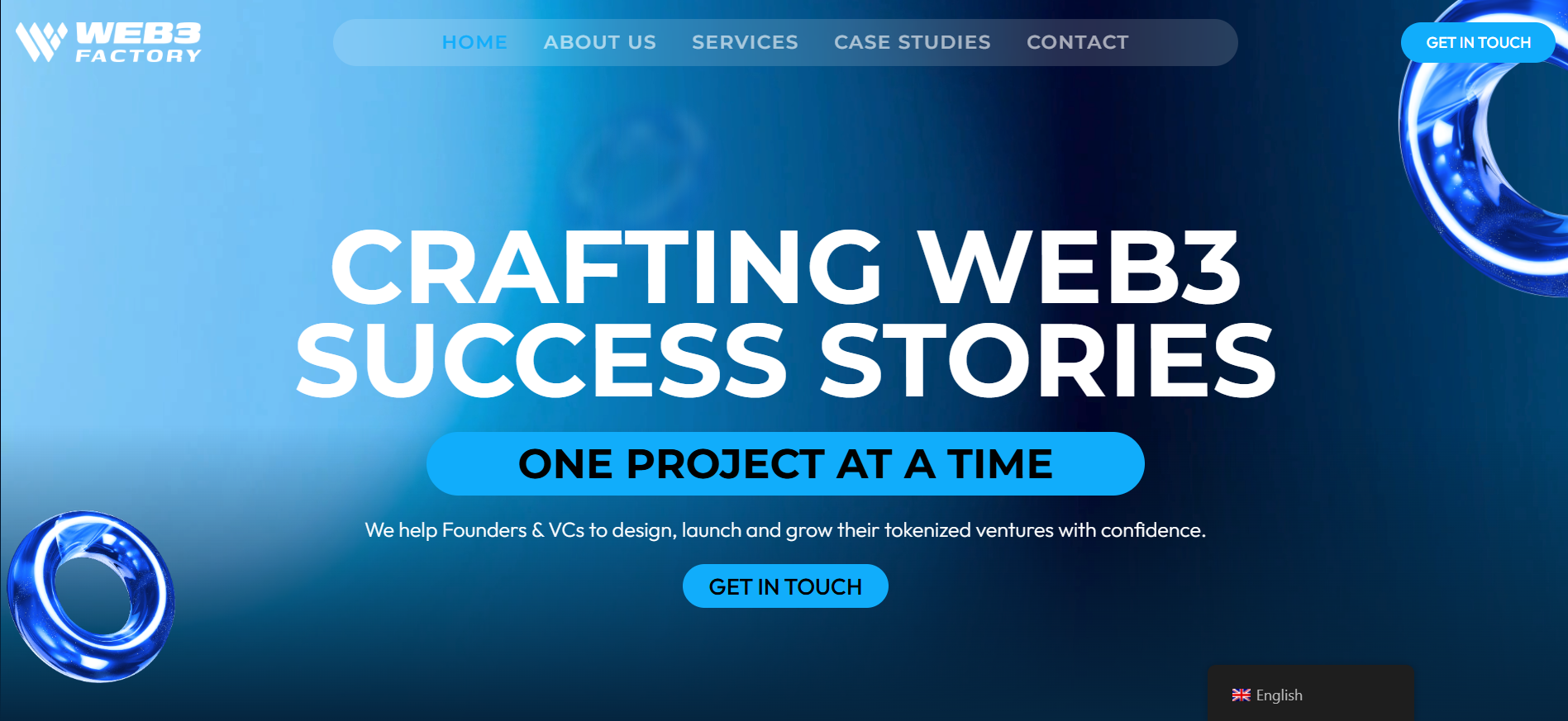 Web3 Factory website displaying boutique NFT marketing, metaverse services, and traditional brand Web3 transitions as specialized best crypto marketing agency in Germany
