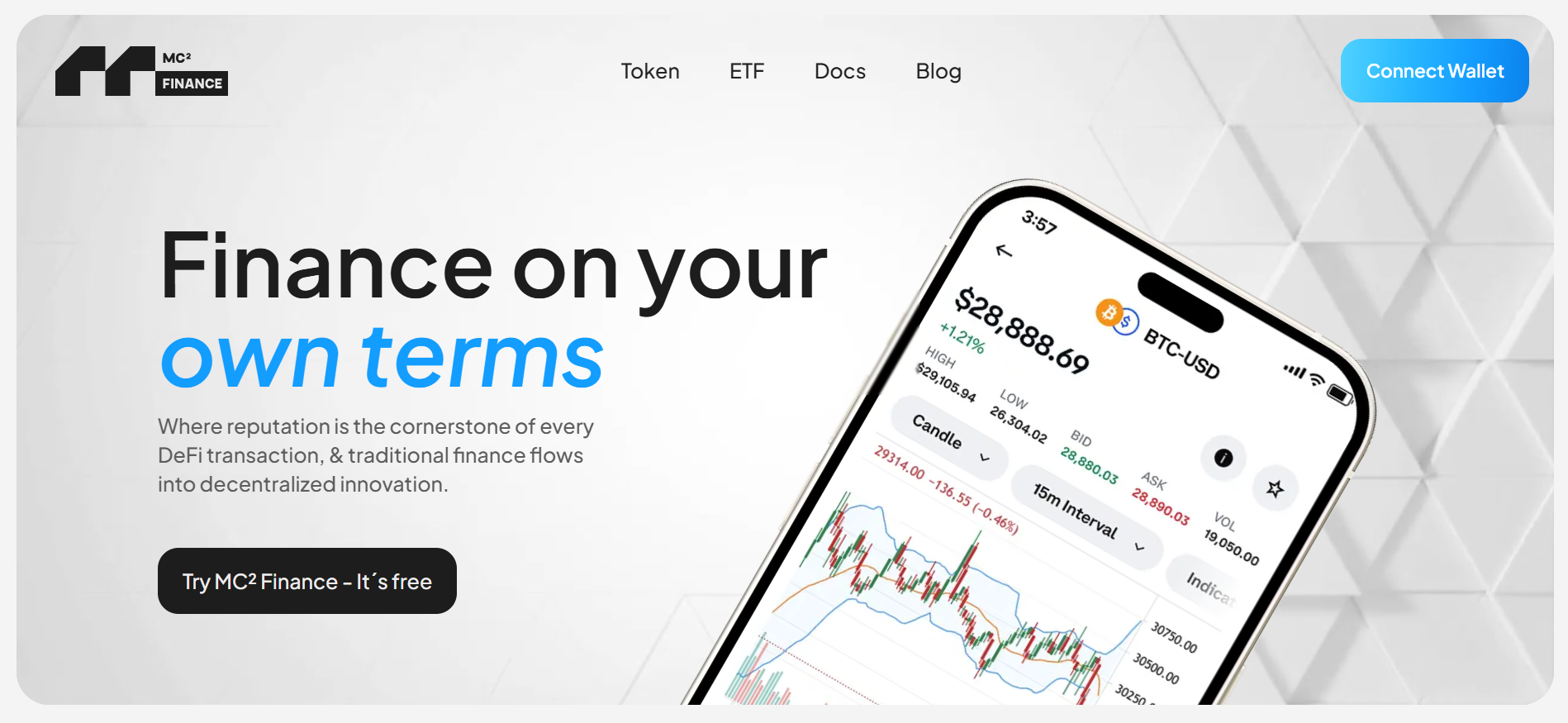 Homepage von MC² Finance mit kettenübergreifendem intentionalem Portfoliomanagement, eine clevere Wette aus unserer aktuellen Krypto-Vorverkaufsliste