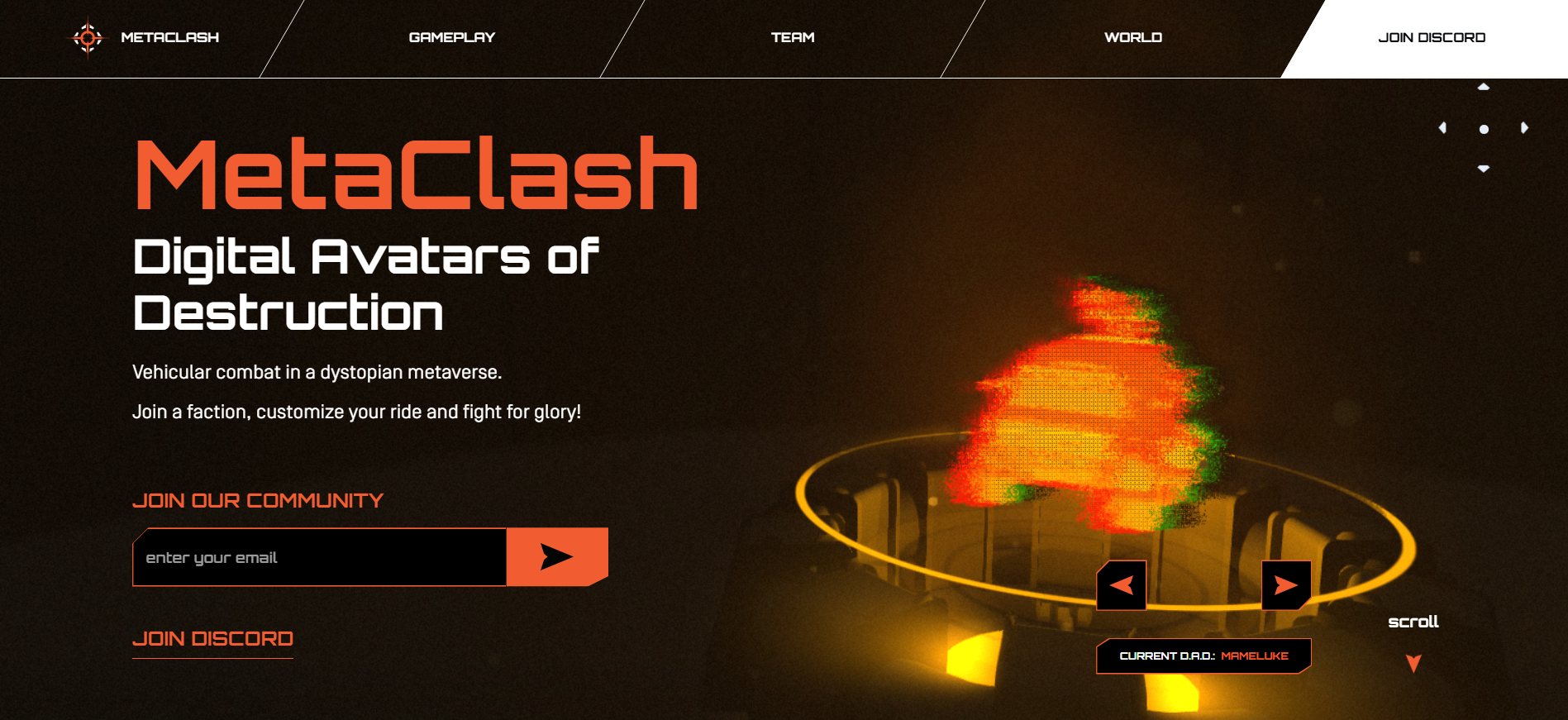 MetaClash-Homepage mit Unreal-Engine-Grafik und NFT-gestütztem Spiel, einer der besten Krypto-Vorverkäufe in den USA