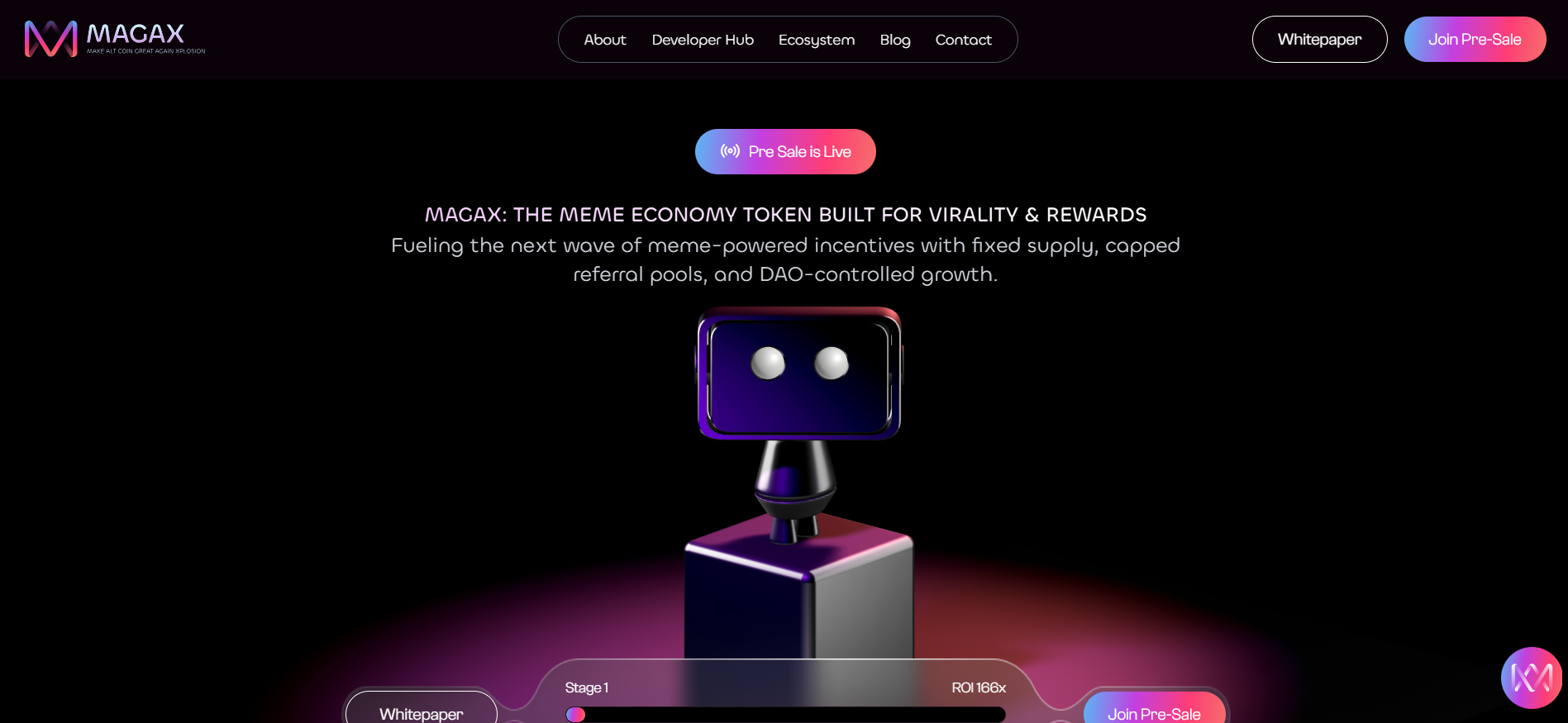 Magax MemeFiゲームプラットフォームホームページにイーサリアムベースのミームトークンエコシステムが登場。