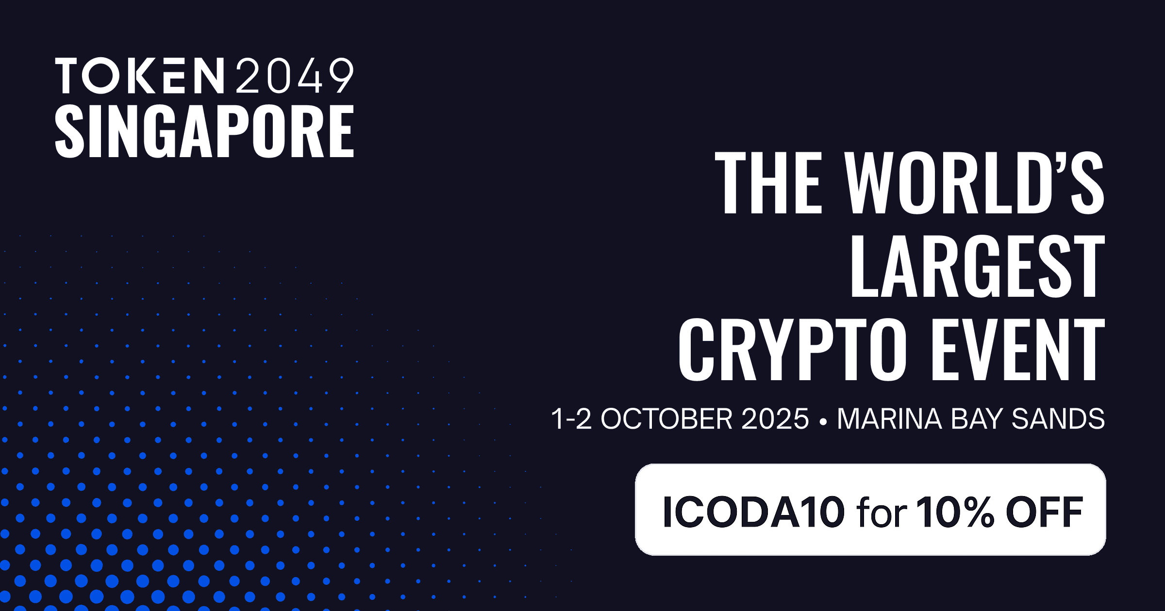 使用促销代码 ICODA10，任何门票均可获得九折优惠
