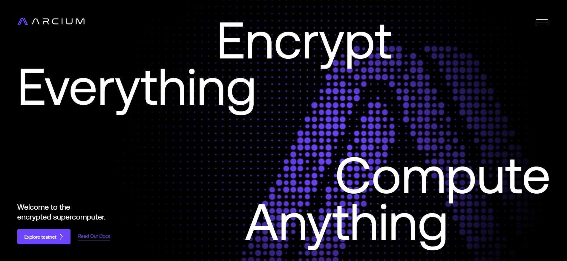 На главной странице Arcium представлена платформа для конфиденциальных вычислений, построенная на блокчейне Solana, которая позиционируется как одна из лучших криптовалютных предпродаж сентября 2025 года для приложений, ориентированных на конфиденциальность.