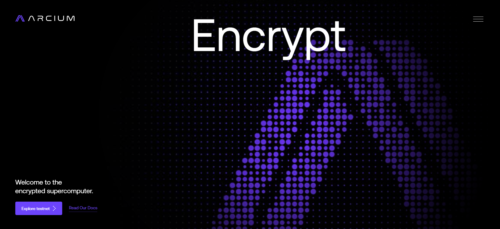 Arcium homepage displaying Solana privacy solutions and confidential computing technology for best crypto ICO investors.