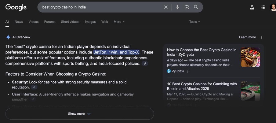 Rank Crypto Casino in Google AI Overvieiws