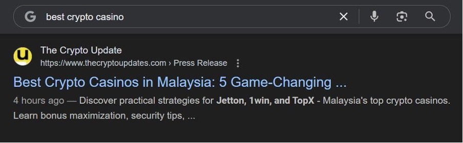 Rank Crypto Casino in Google