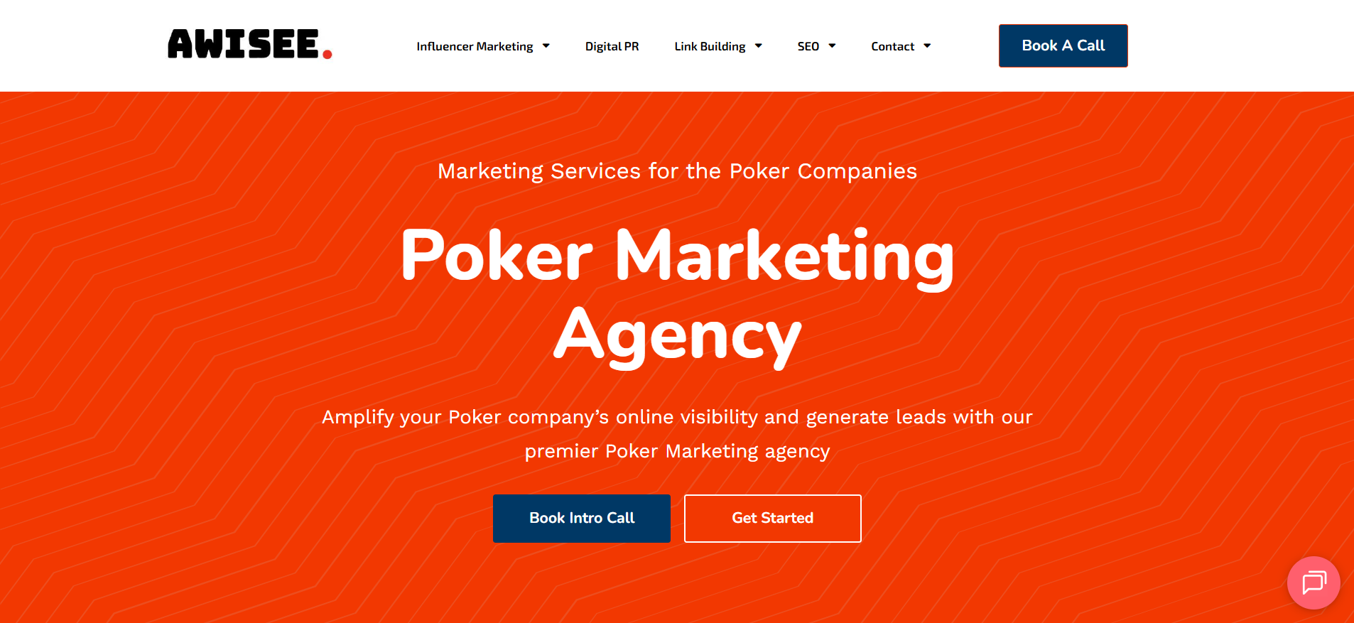 AWISEE homepage presenting specialized poker marketing and crypto casino promotion services across multiple verticals.