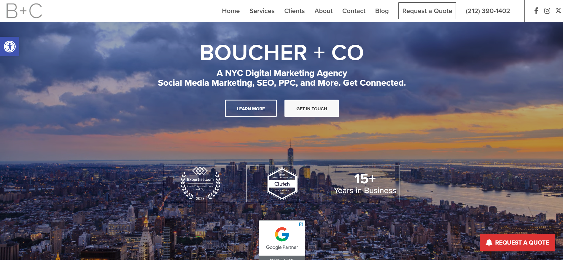 Boucher Co homepage displaying boutique digital marketing services and personalized SEO solutions from experienced new york seo company team.