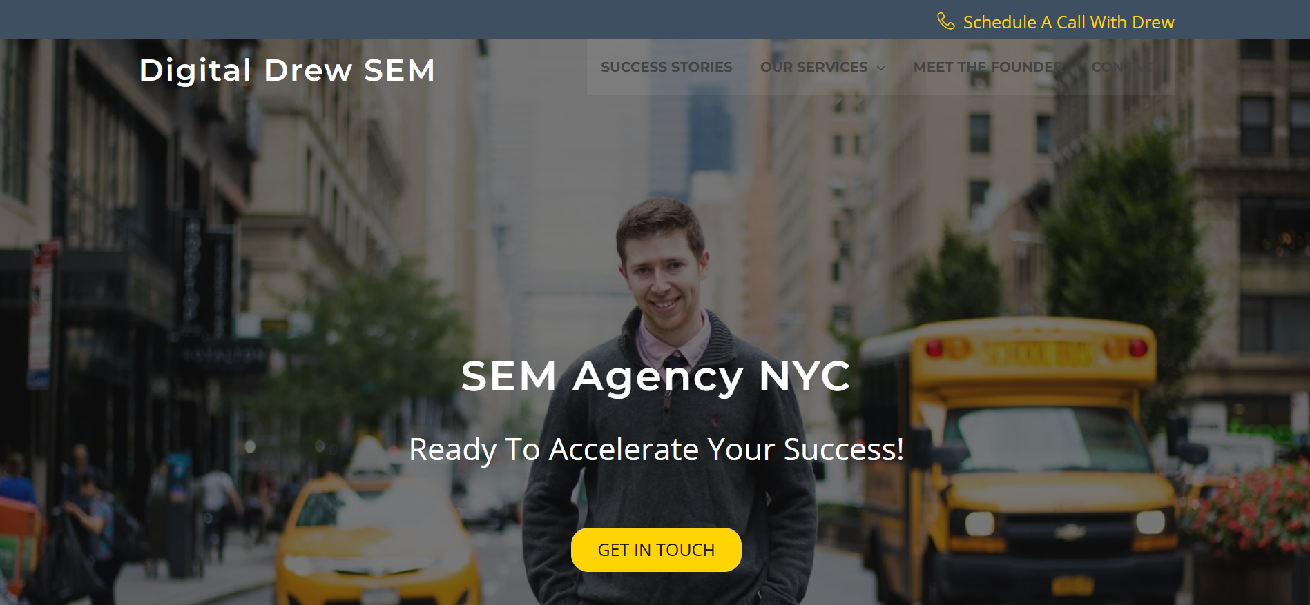 Digital Drew SEM website displaying local NYC SEO strategies and transparent optimization services from trusted new york seo company provider.