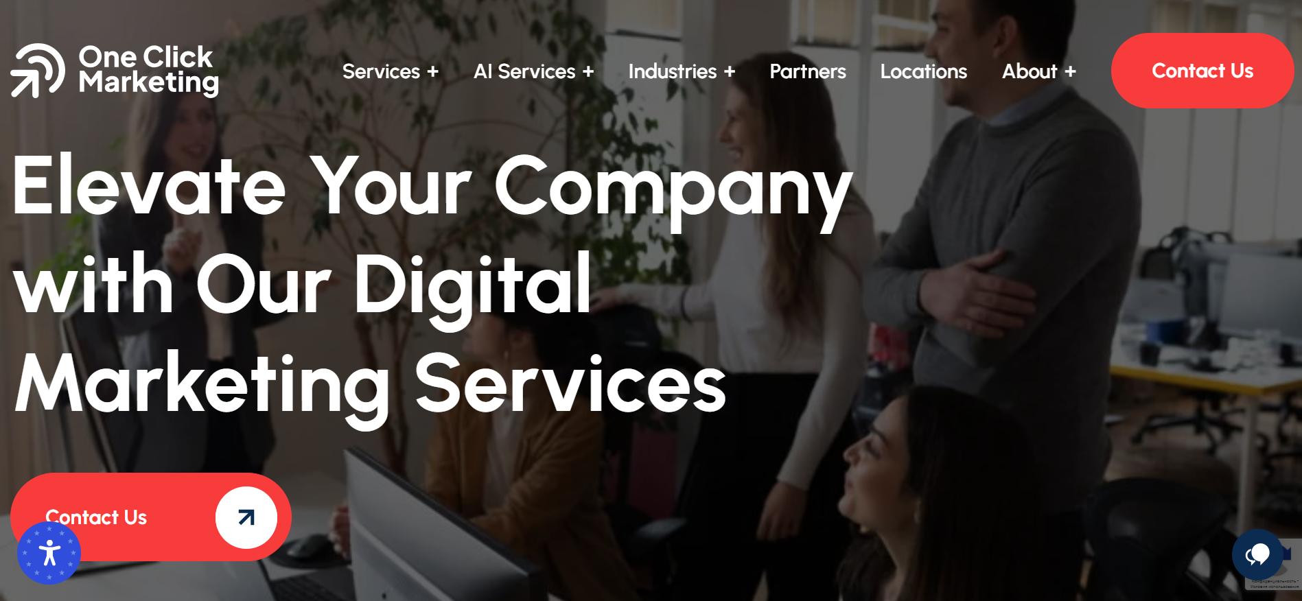 One Click Marketing homepage displaying Web3 blockchain SEO services and comprehensive crypto marketing from experienced new york seo company.