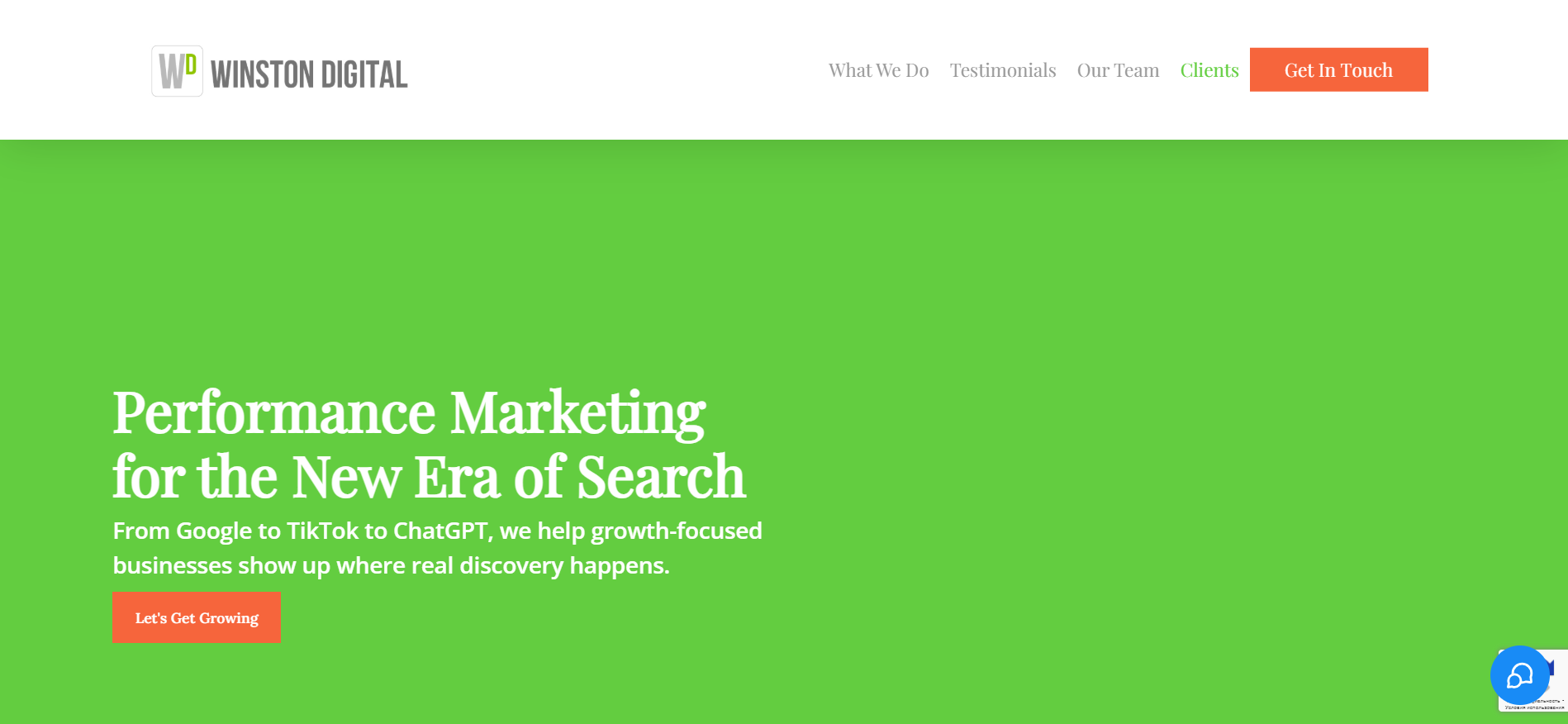 Winston Digital homepage featuring Brooklyn-based performance marketing and AI-driven SEO strategies from ROI-focused new york seo company.