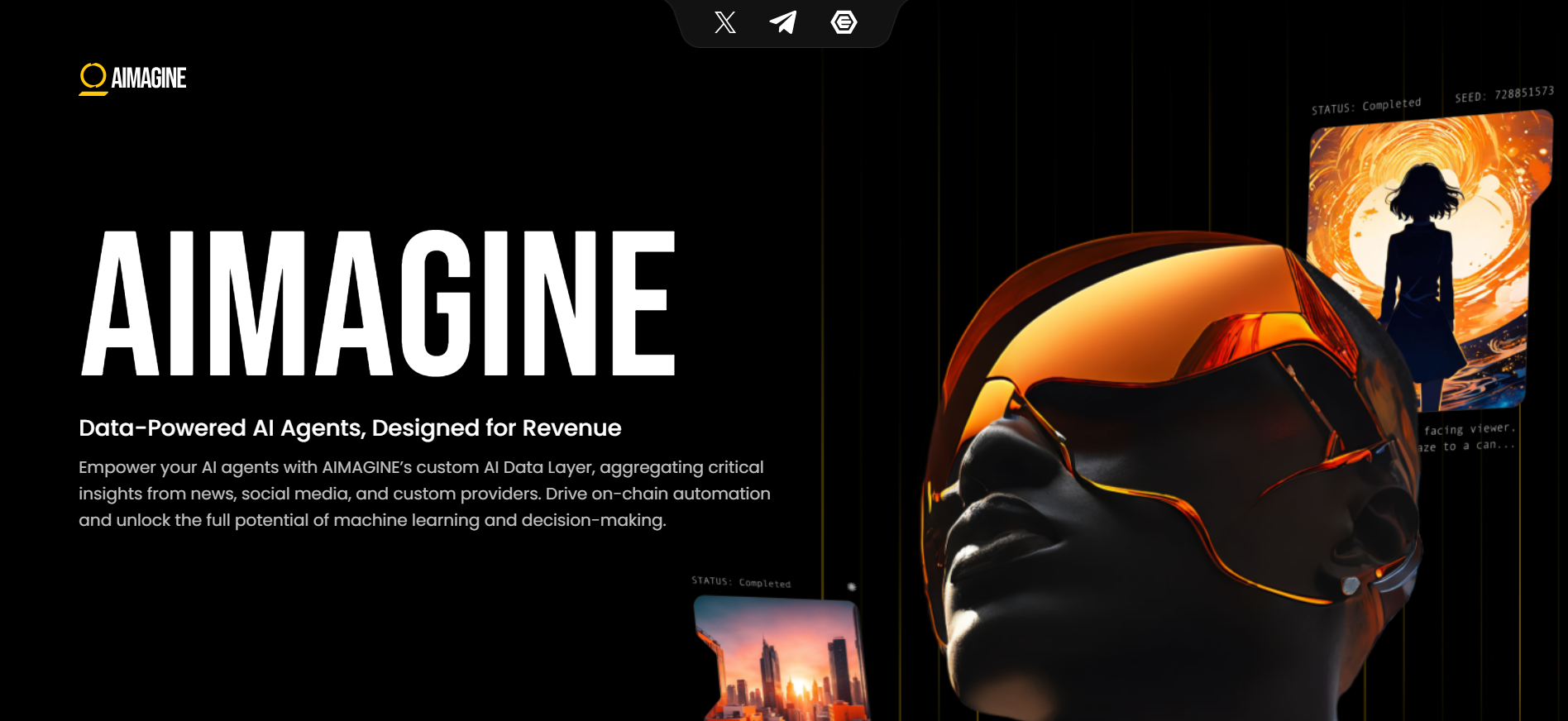 Aimagine data aggregation platform for AI agents with launchpad interface best crypto presales October 2025 on Arbitrum.