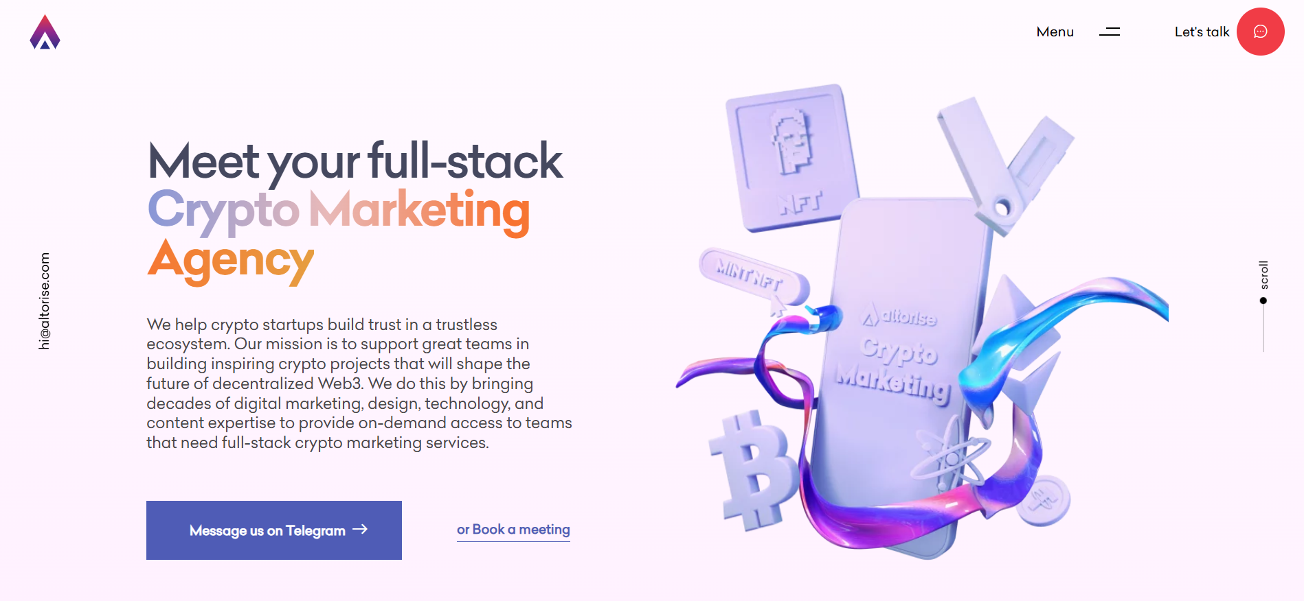Altorise homepage offering affordable crypto presale marketing with founder education programs for early stage blockchain startups seeking best agency support.