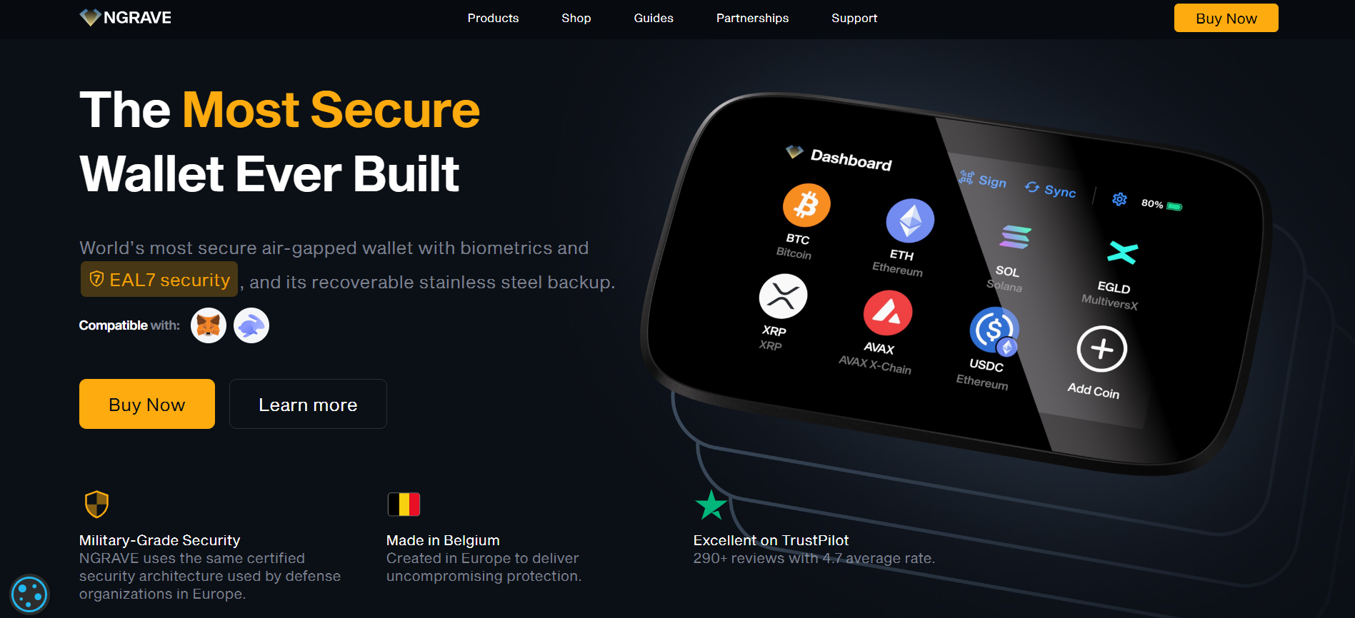 NGRAVE Zero hardware wallet with touchscreen and Graphene backup system best crypto presales to invest in October 2025 equity offering.