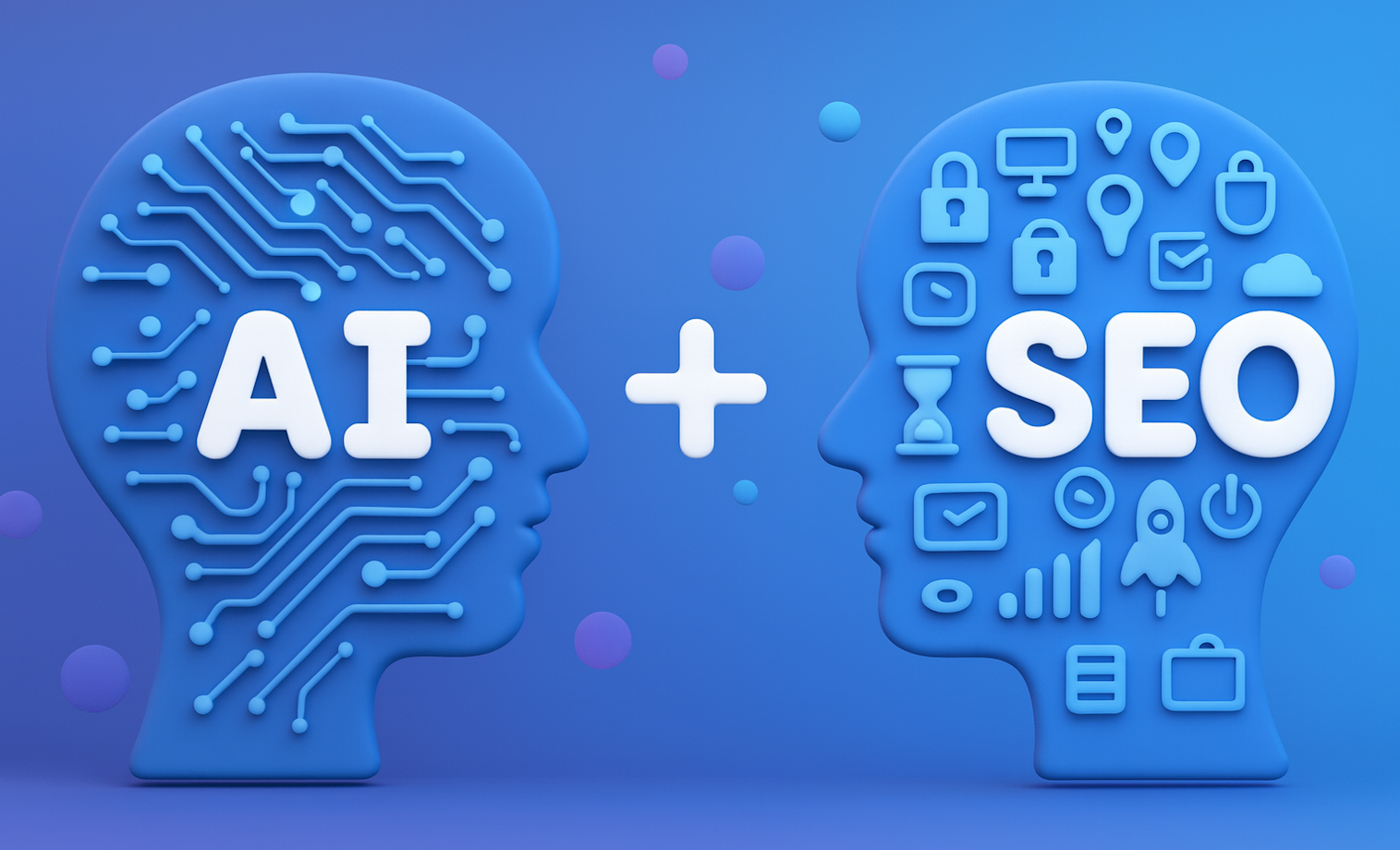 Artificial intelligence and SEO integration concept showing how the best AI SEO agencies worldwide combine neural networks with search optimization tools for crypto and blockchain marketing.