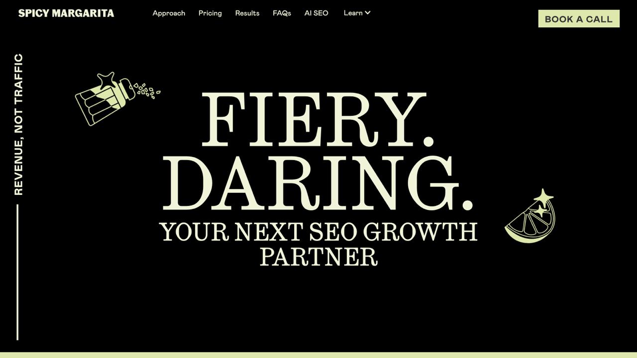 Spicy Margarita homepage bottom-funnel GEO agency revenue-focused AI SEO London