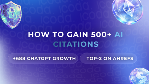 Promotional graphic about gaining 500+ AI citations, highlighting 688% ChatGPT growth, top-2 Ahrefs ranking, and GODEX branding on a blue–purple gradient background.