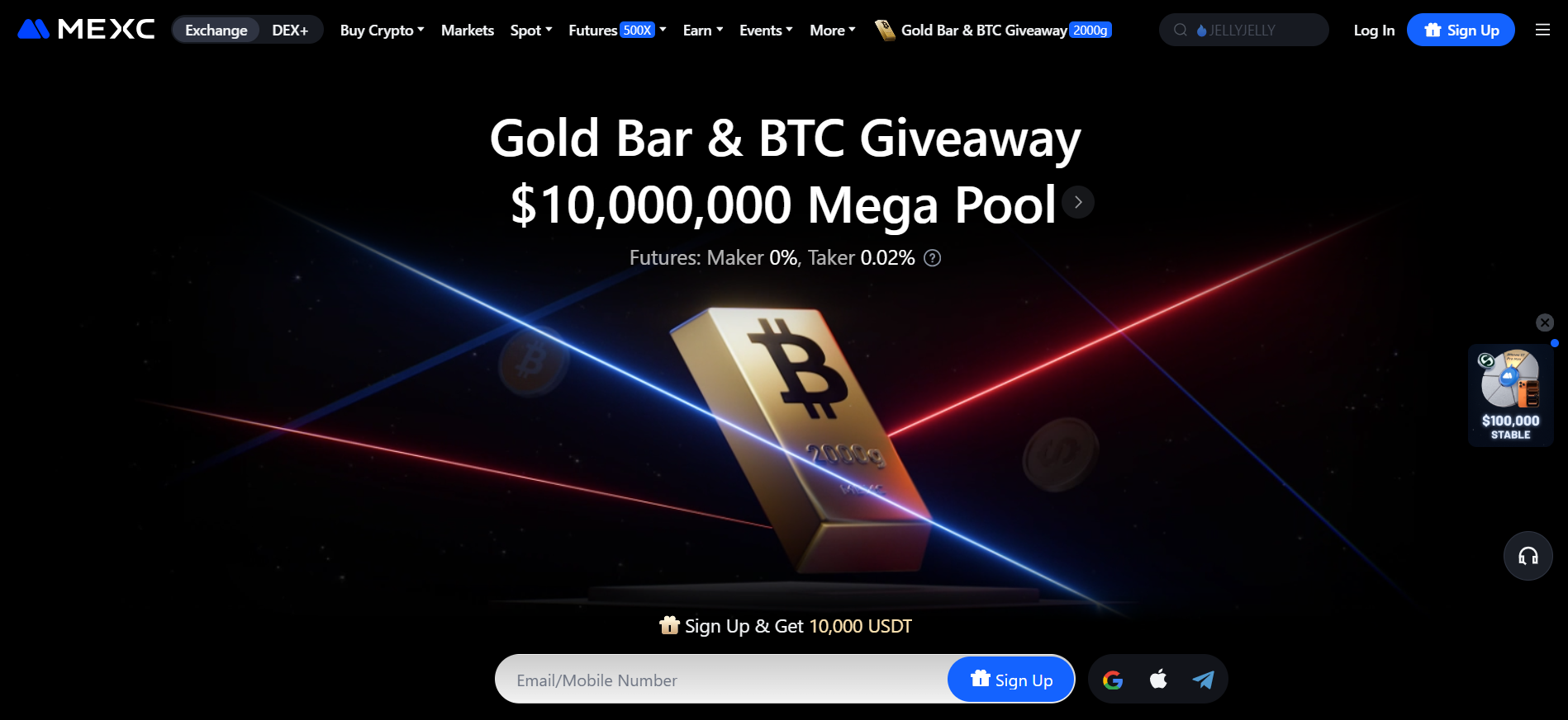 MEXC zero-fee trading platform homepage with 3000 cryptocurrencies — best crypto exchange for cost-conscious traders.