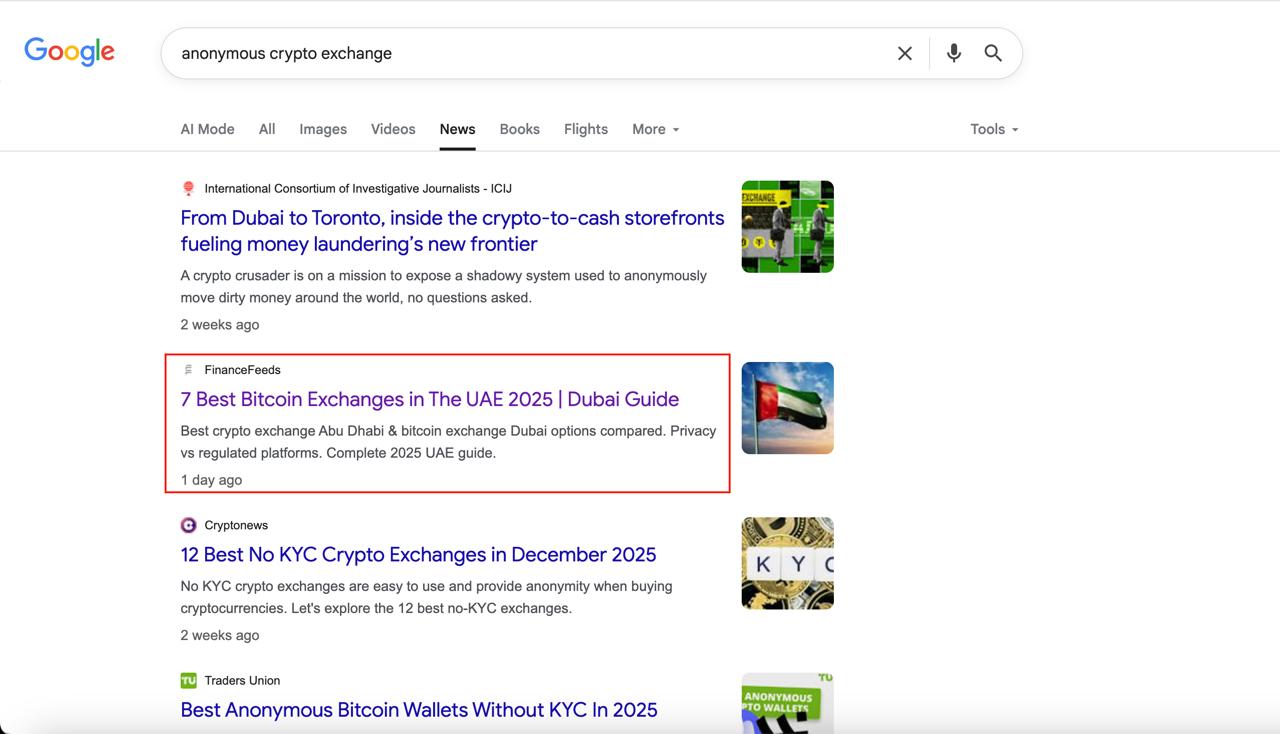 Anonymous crypto exchange google search