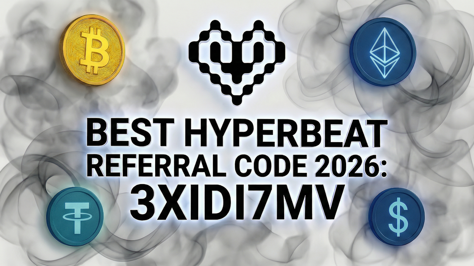 Bester Hyperbeat Empfehlungscode 3XIDI7MV für 2026 mit Bitcoin-, Ethereum-, Tether- und USDC-Symbolen für DeFi Yield Farming Belohnungen.