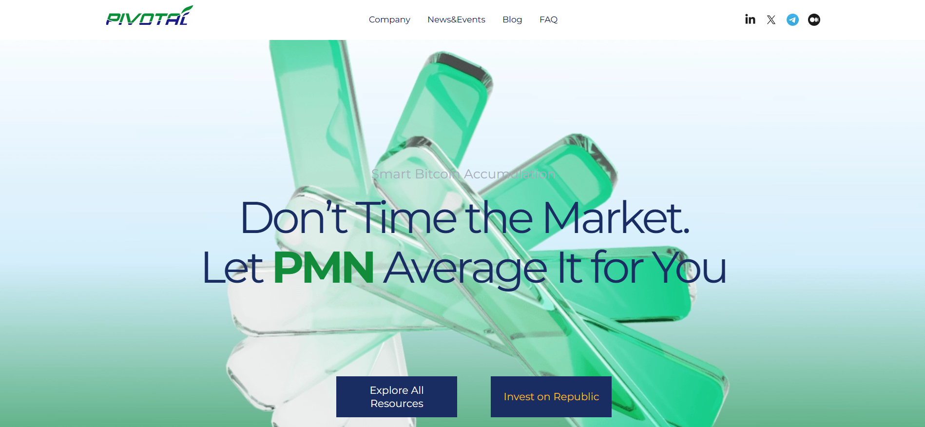 Pivotal PMN regulated Bitcoin mining security token homepage offering smart BTC accumulation for institutional crypto investors.