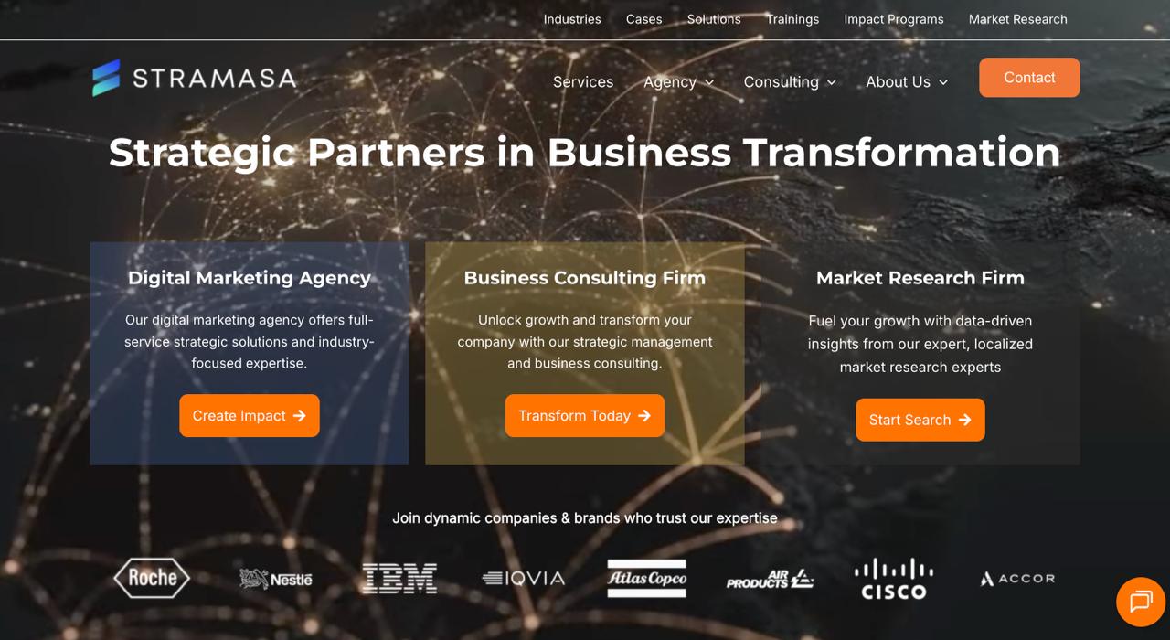 Stramasa platform showing B2B marketing automation features and PrimeSearch AI technology interface
