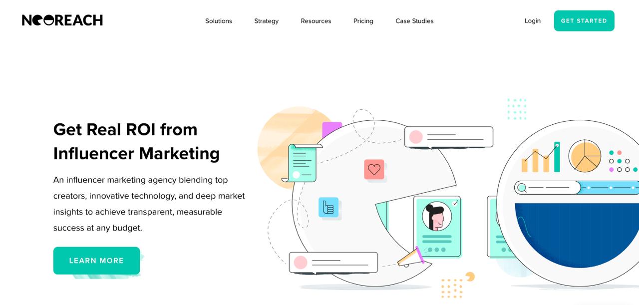 NeoReach influencer marketing platform displaying campaign management tools and creator analytics data