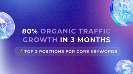 20lab SEO case study cover: 80% organic traffic growth in 3 months with Top 3 Google positions for core crypto keywords