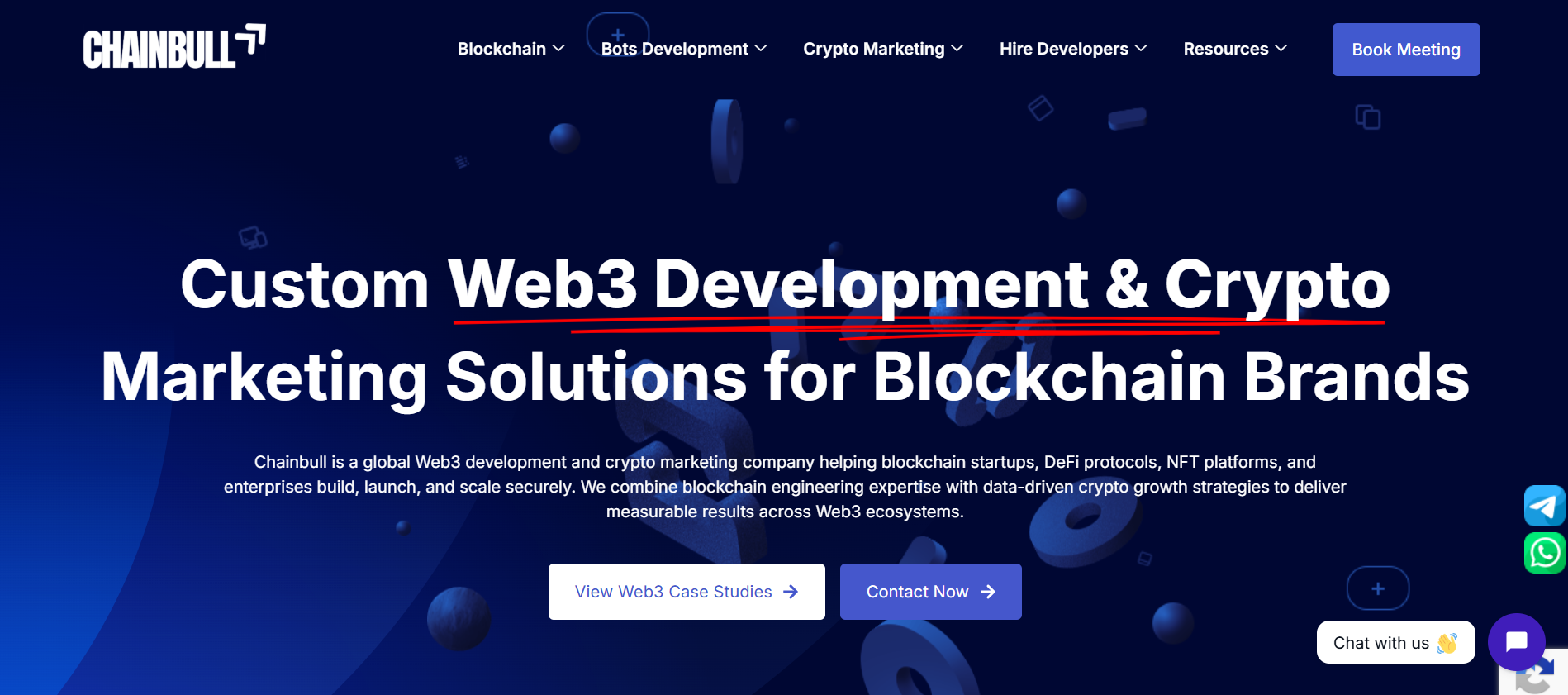Chainbull custom Web3 development and crypto marketing solutions agency for blockchain brands seeking outsourced digital marketing.
