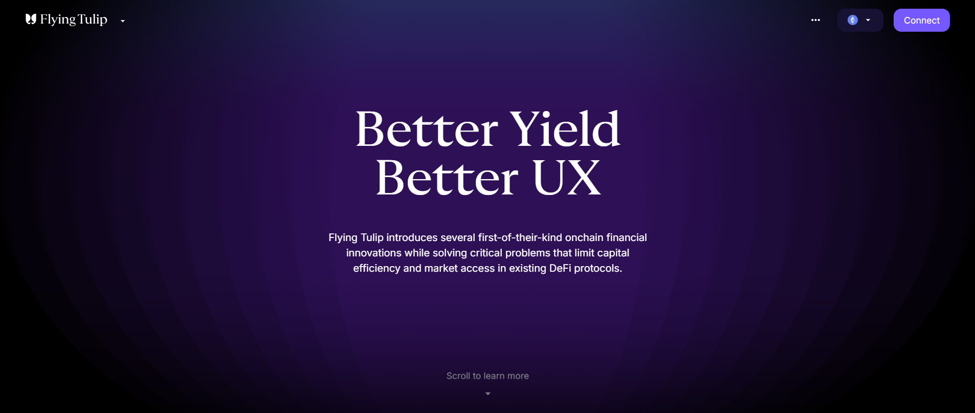 Flying Tulip Better Yield Better UX onchain financial innovations homepage for one of the best crypto presales Febrero 2026.
