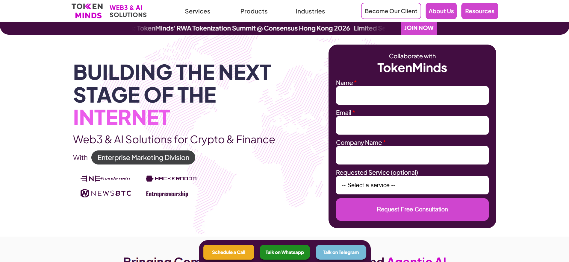 TokenMinds Web3 and AI solutions building the next stage of internet through outsourced crypto marketing and development services.