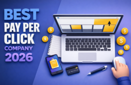 Best pay per click company guide 2026 featuring top PPC marketing services and agencies for crypto and Web3 projects with laptop displaying advertising dashboard and ROI coins.