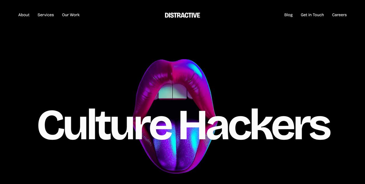Distractive homepage displaying Web3 brand strategy and GEO-optimized thought leadership services for blockchain protocols