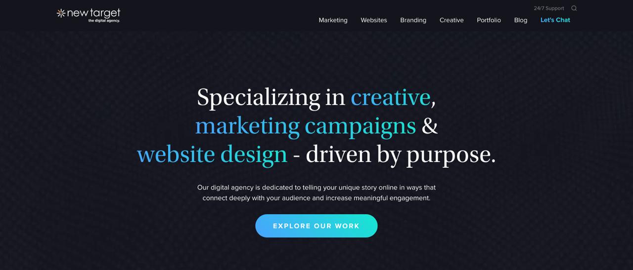 New Target official website highlighting answer engine optimization services and structured data solutions for public sector organizations