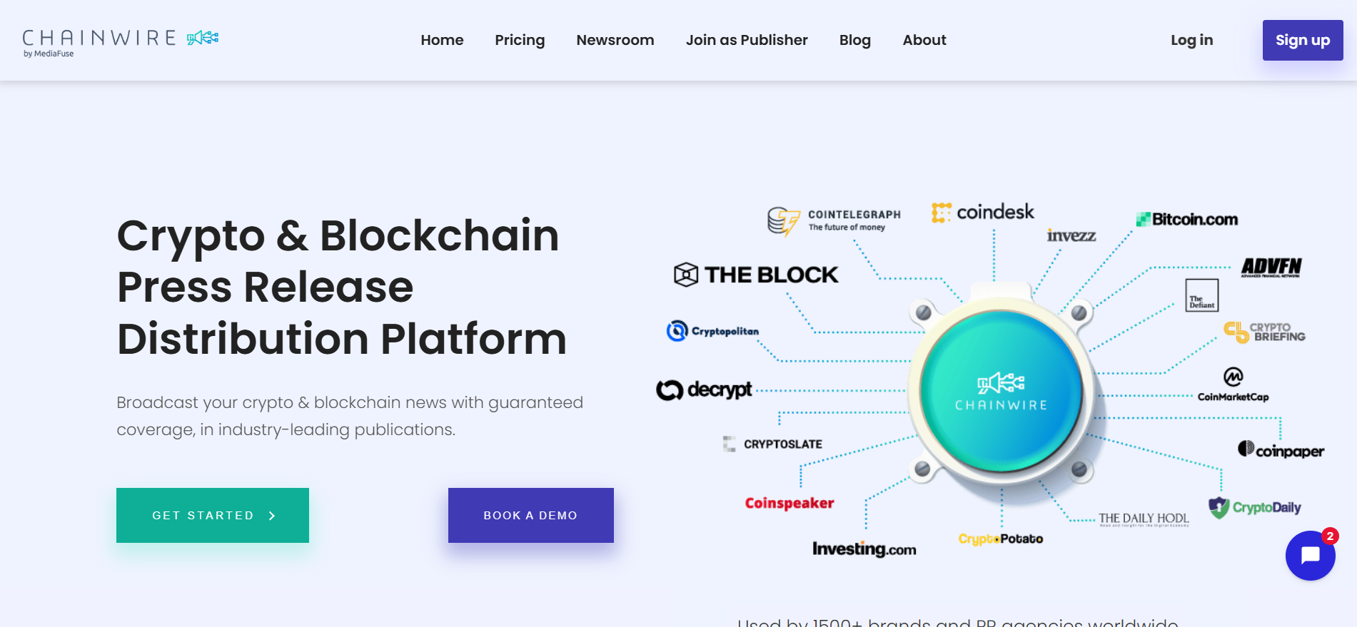 Chainwire, die Plattform für die Verbreitung von Krypto-Pressemitteilungen, zeigt ein Publikationsnetzwerk mit Cointelegraph, CoinDesk und The Block.