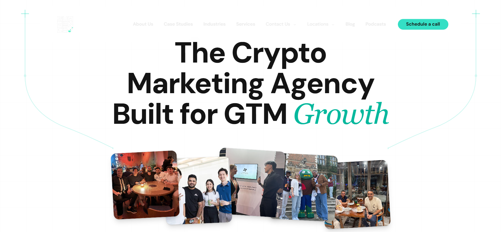 Die Homepage der Krypto-Marketing-Agentur Surgence wurde für Go-to-Market-Wachstum mit web3 GTM-Strategiedienstleistungen erstellt.