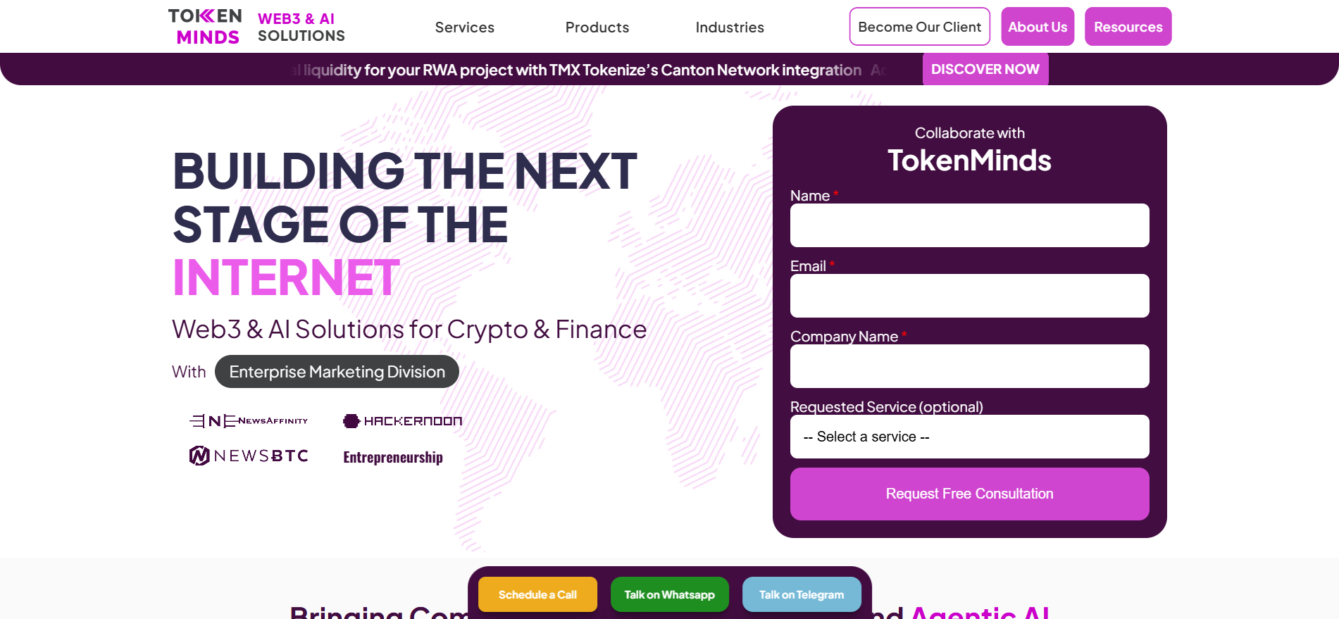 TokenMinds full-stack Web3 blockchain marketing logo
→ TokenMinds blockchain marketing company homepage combining token development and crypto growth strategy.