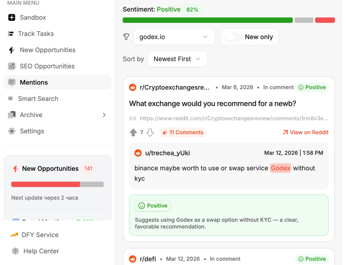 Google search results for alternatives to centralized exchanges showing Reddit thread mentioning Godex in the CryptocurrencyLovers subreddit.