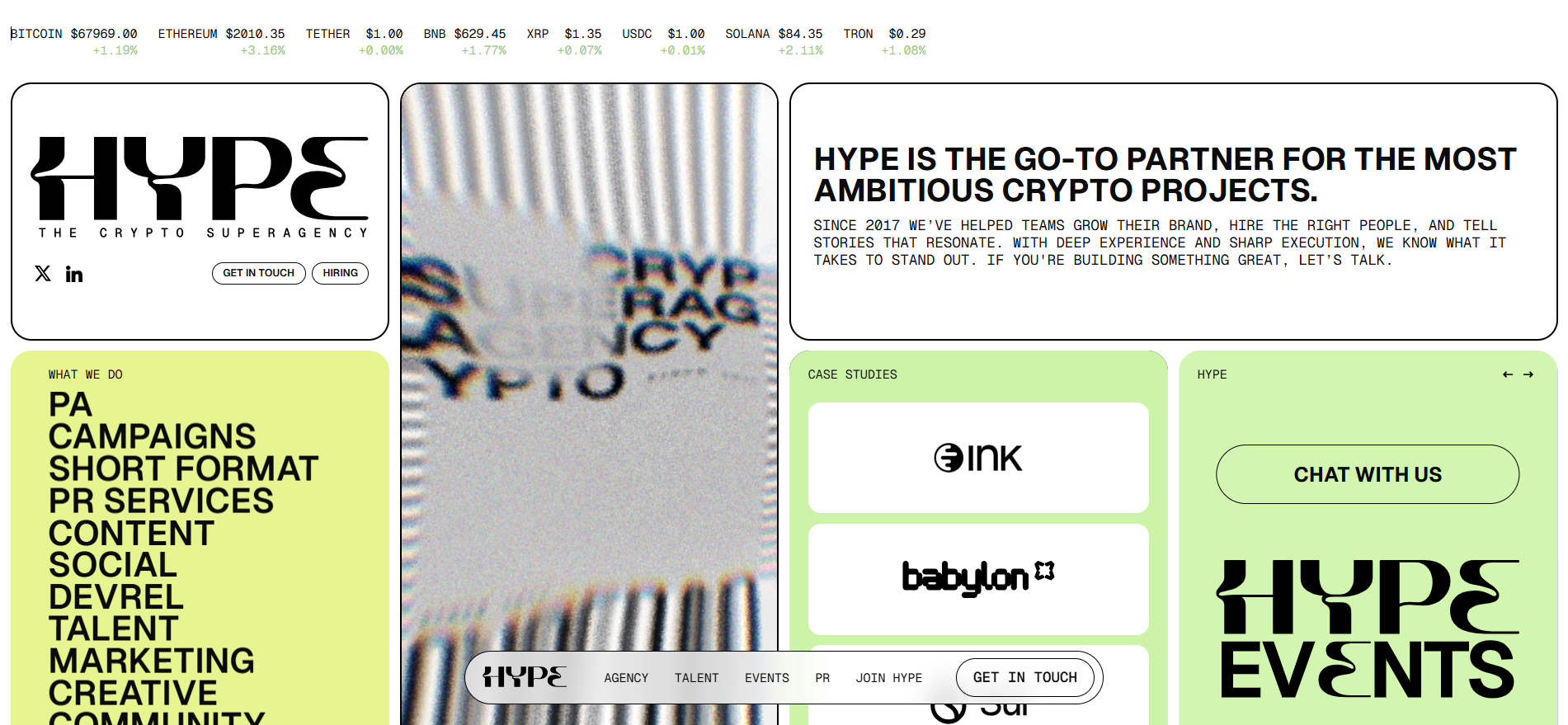 Hype Partners web3 marketing agency homepage highlighting DAO governance marketing and ecosystem growth services for blockchain infrastructure projects.
