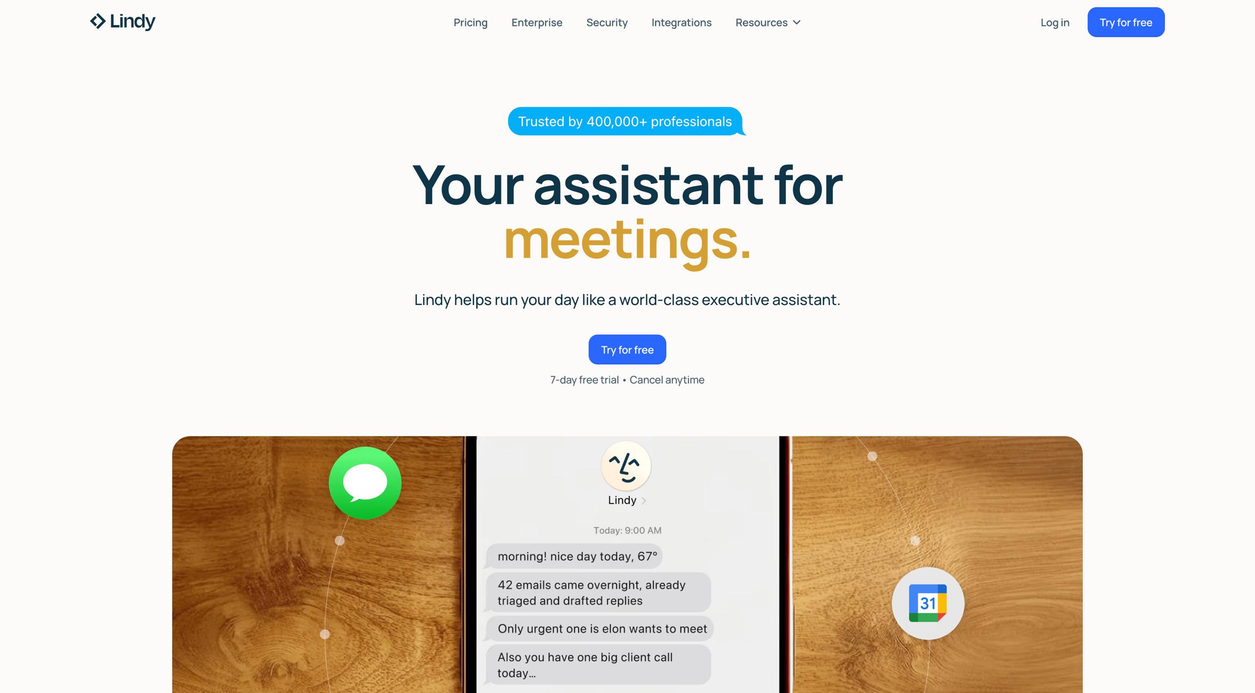 Lindy AI homepage demonstrating no-code autonomous agent builder, AI CMO marketing workflow template, and multi-app integration dashboard for AI-powered campaigns