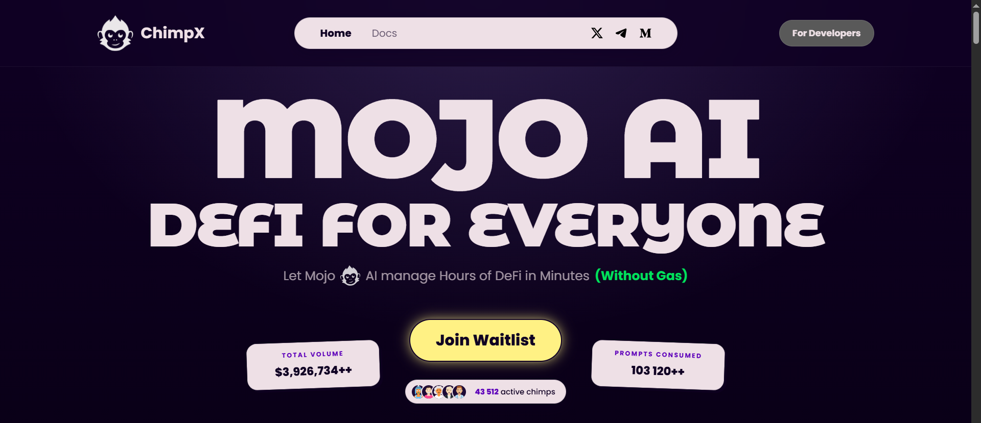 ChimpX Mojo AI super-app delivering DeFi for everyone — featured among best crypto presales May 2026.
