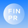 FINPR blockchain PR agency logo — wordmark on blue circle.